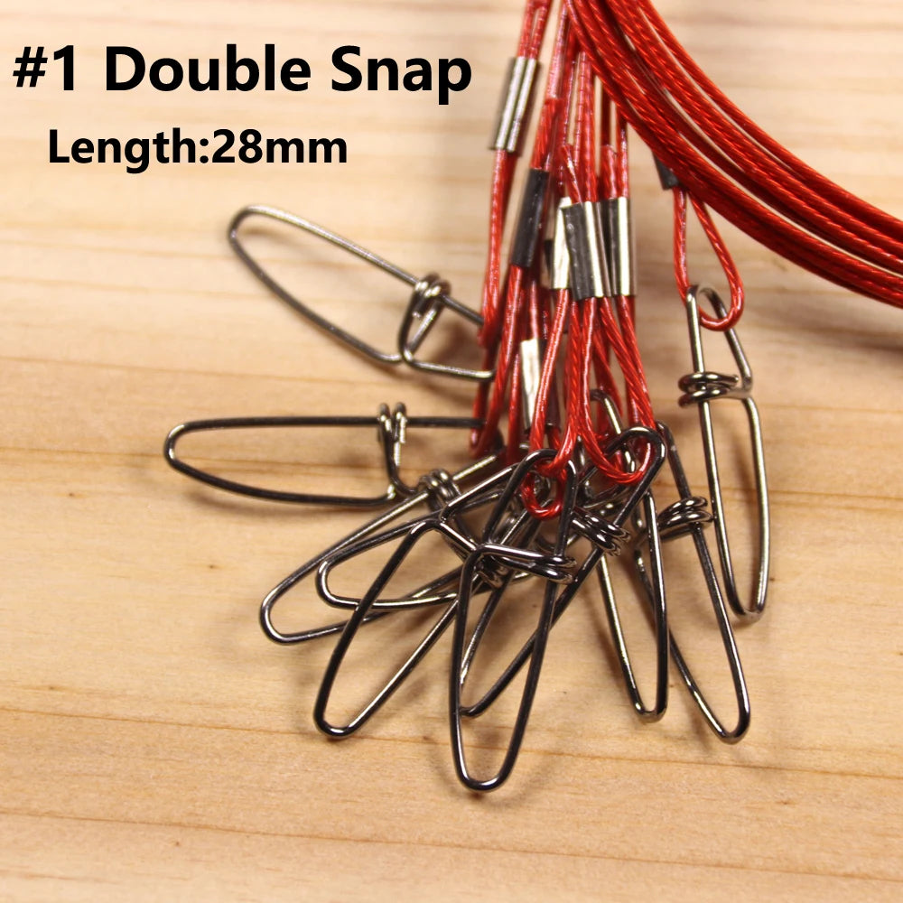 10pcs 50cm 150LB Thick Wire Steel Fishing Leader Trace With Swivel Snap Lure Jig Hook Connector Saltwater Fishing Accessories