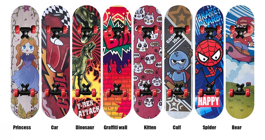 60CM Kids Skateboarding Cartoon Skateboard Dinosaur Spider Longboard Marple Double Rocker