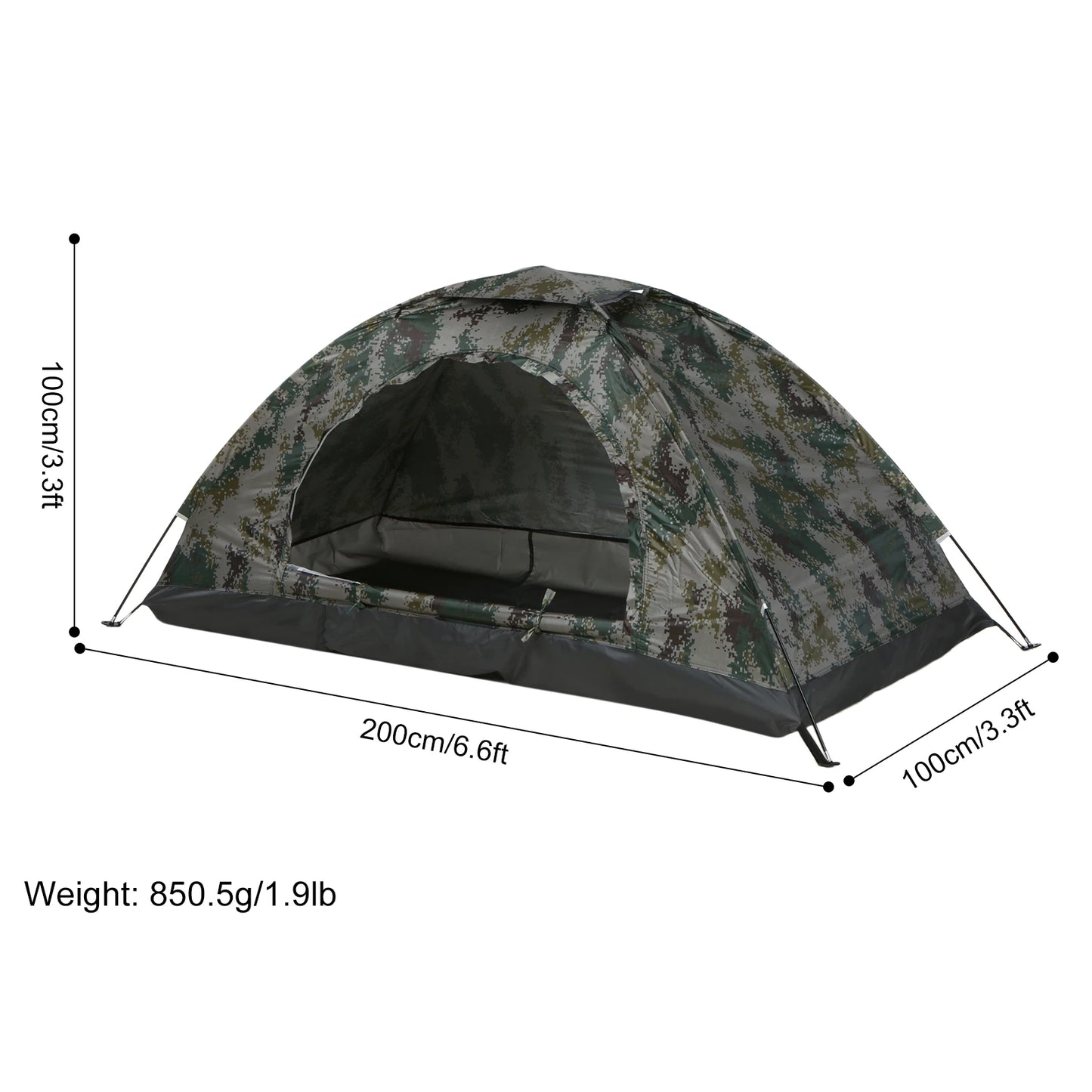 Tomshoo 1/2 Person Ultralight Camping Tent Single Layer Portable Hiking Tent