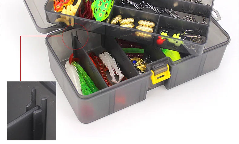 Fishing Lure Kit 101 Pieces Set Pliers Worm Hook Soft Bait Popper Pencil Crank Wobbler VIB Minnow Frog Spinner Connector Jig