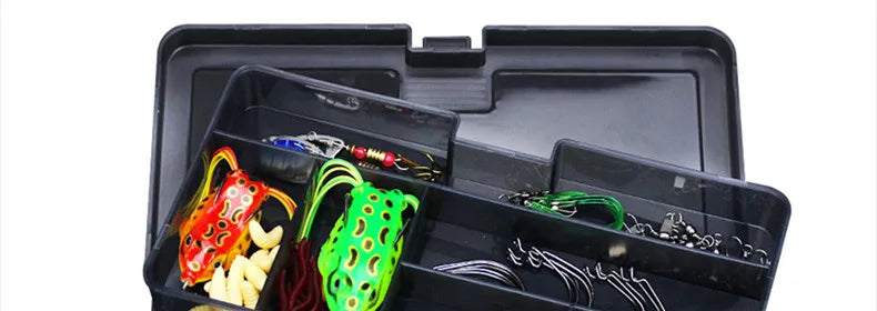 Fishing Lure Kit 101 Pieces Set Pliers Worm Hook Soft Bait Popper Pencil Crank Wobbler VIB Minnow Frog Spinner Connector Jig