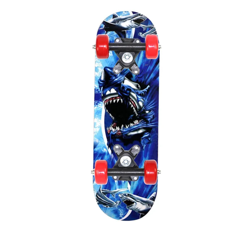 60CM Kids Skateboarding Cartoon Skateboard Dinosaur Spider Longboard Marple Double Rocker