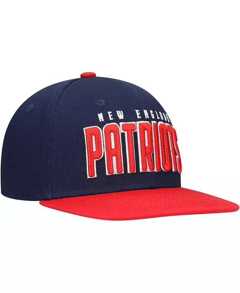 New England Patriots Youth Snapback Hat Navy/Red Lock Design Sports Cap Outerstuff Accessory