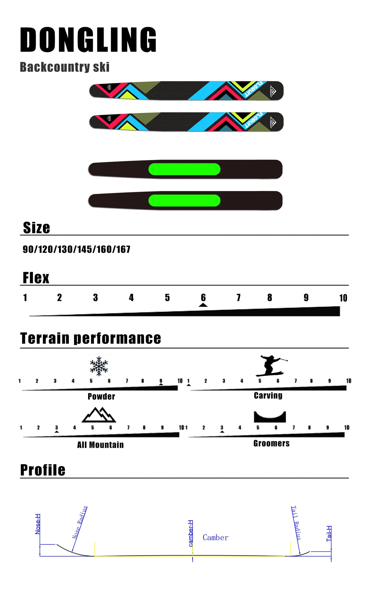 FLORUIT Customized Ski Alpine Ski Manufacturer China High Quality OEM Wide Backcounty Skis