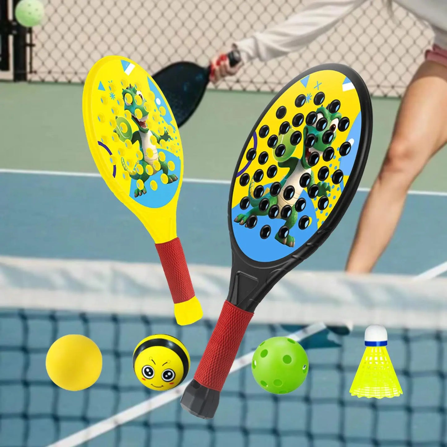 2Pcs Kids Padel Rackets Paddles Set Stylish Sweat Absorbing Gripping Paddle Tennis  for Beginners Kids Sports