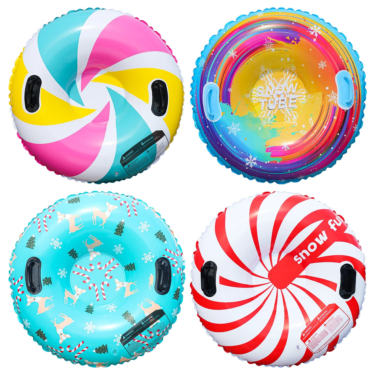 1PC Inflatable Big Snow Sled for Kids and Adults, Thickened Heavy Duty Hard Bottom Sleds Snow with Handles