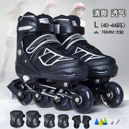 Adult the Skating Shoes Student Flash Adjustable Roller Skates  Foam Wheel Men and Women
