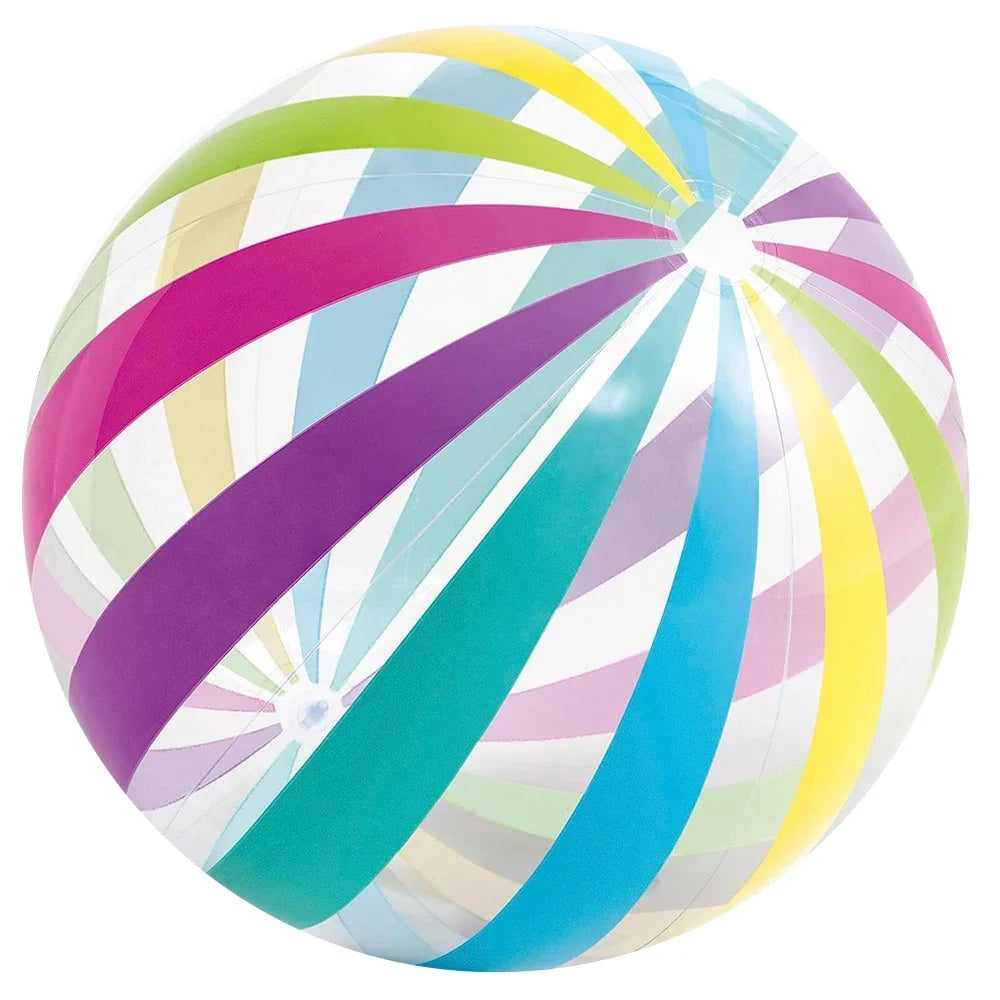 1pc 10.62-inch colored striped transparent  inflatable beach ball,