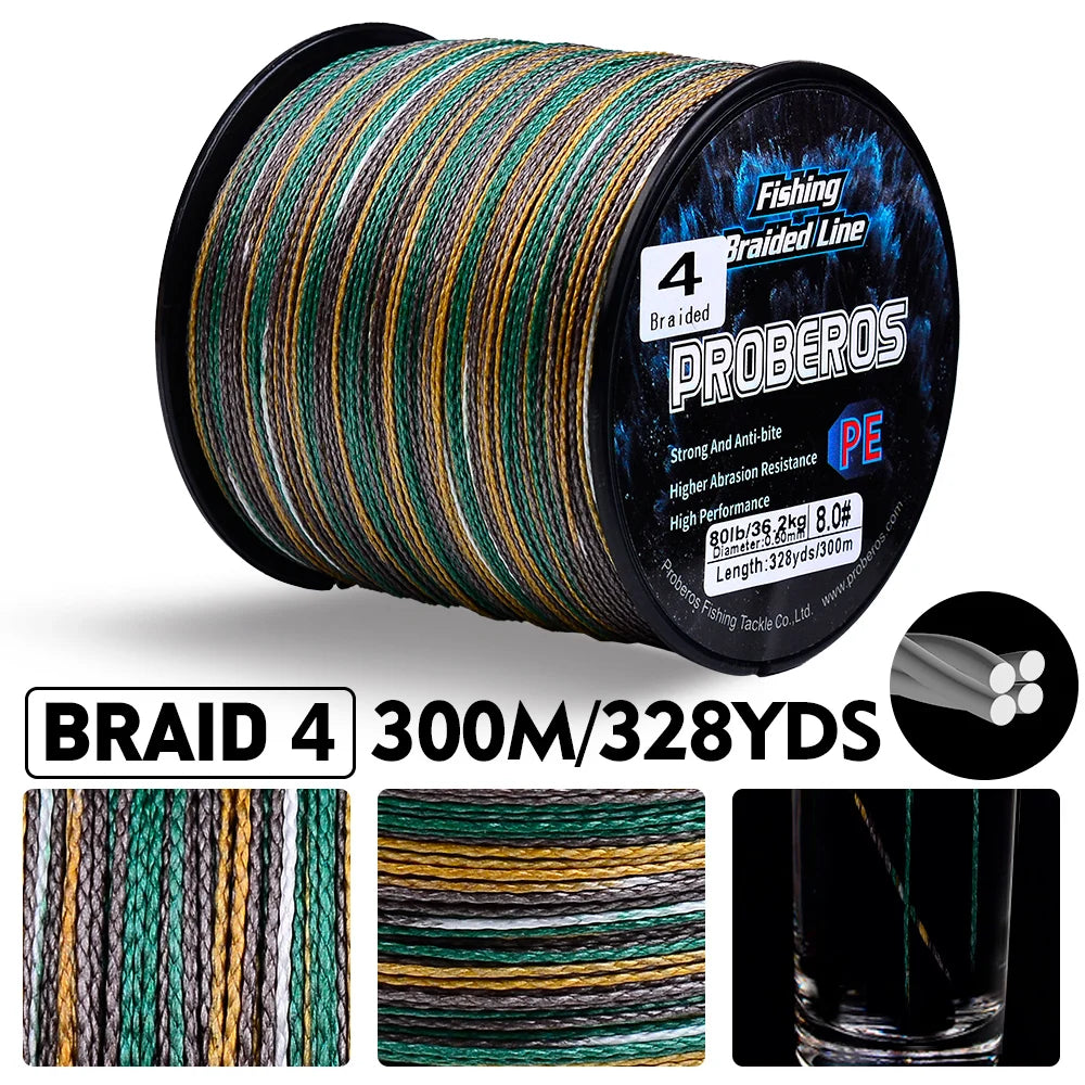 PROBEROS 300M 4 Strands Braided Multifilament Fishing Line