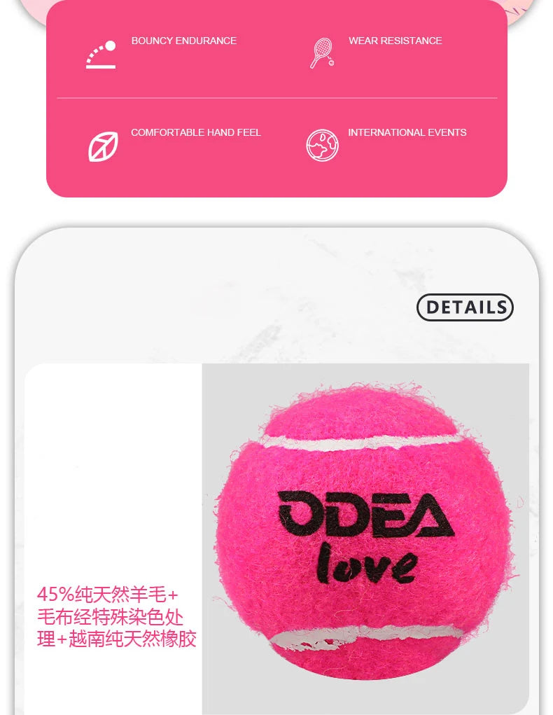 ODEA Professional Tennis Pink Training Ball 2 ball/barrel Match Balls