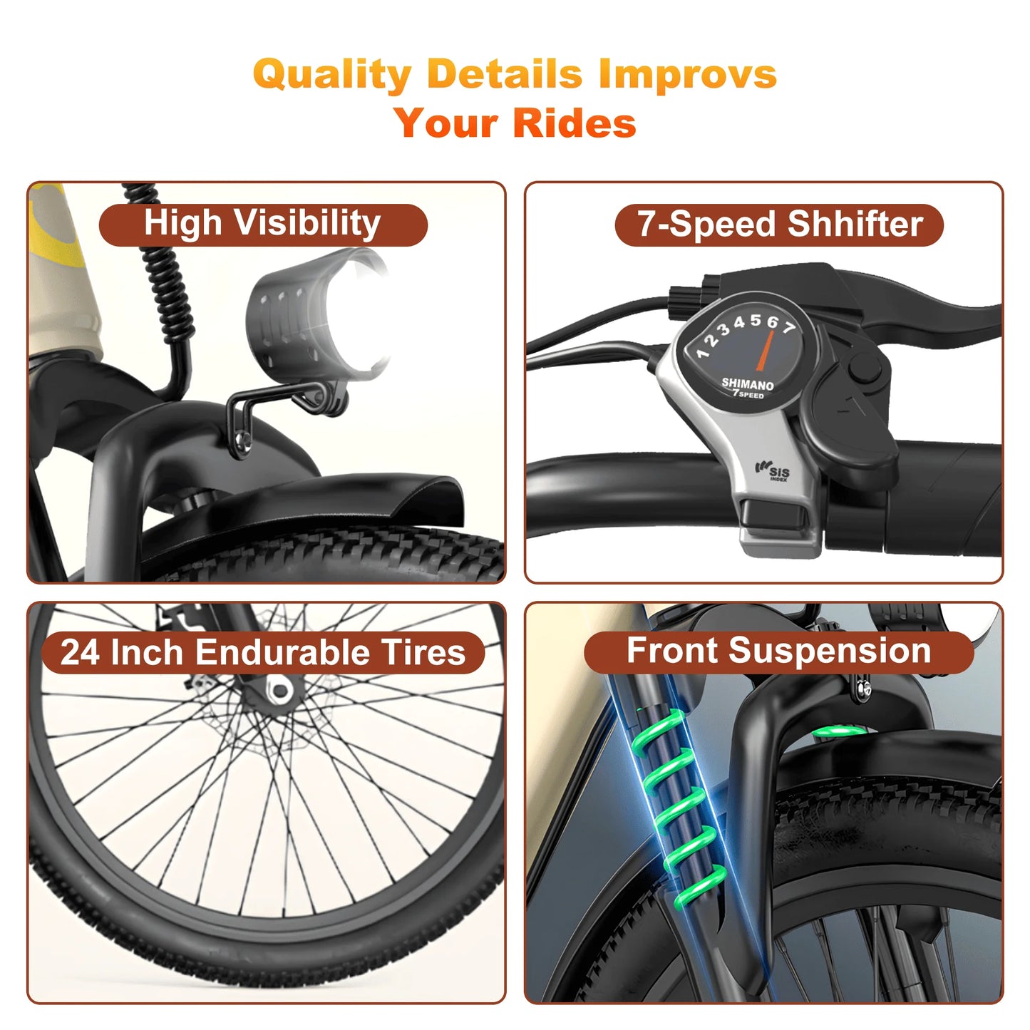 Electric Bike Adults 40Miles 23MPH Commuting Electric Mountain Bike