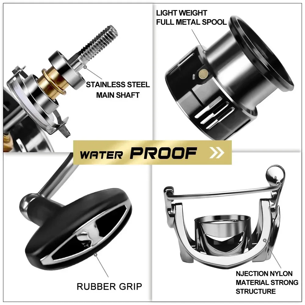 Spinning Reel 1000S 2000S 2500S 3000S CNC Metal Rocker Arm Casting  5.5:1 Gear Ratio 7+1BB Fishing Tackle