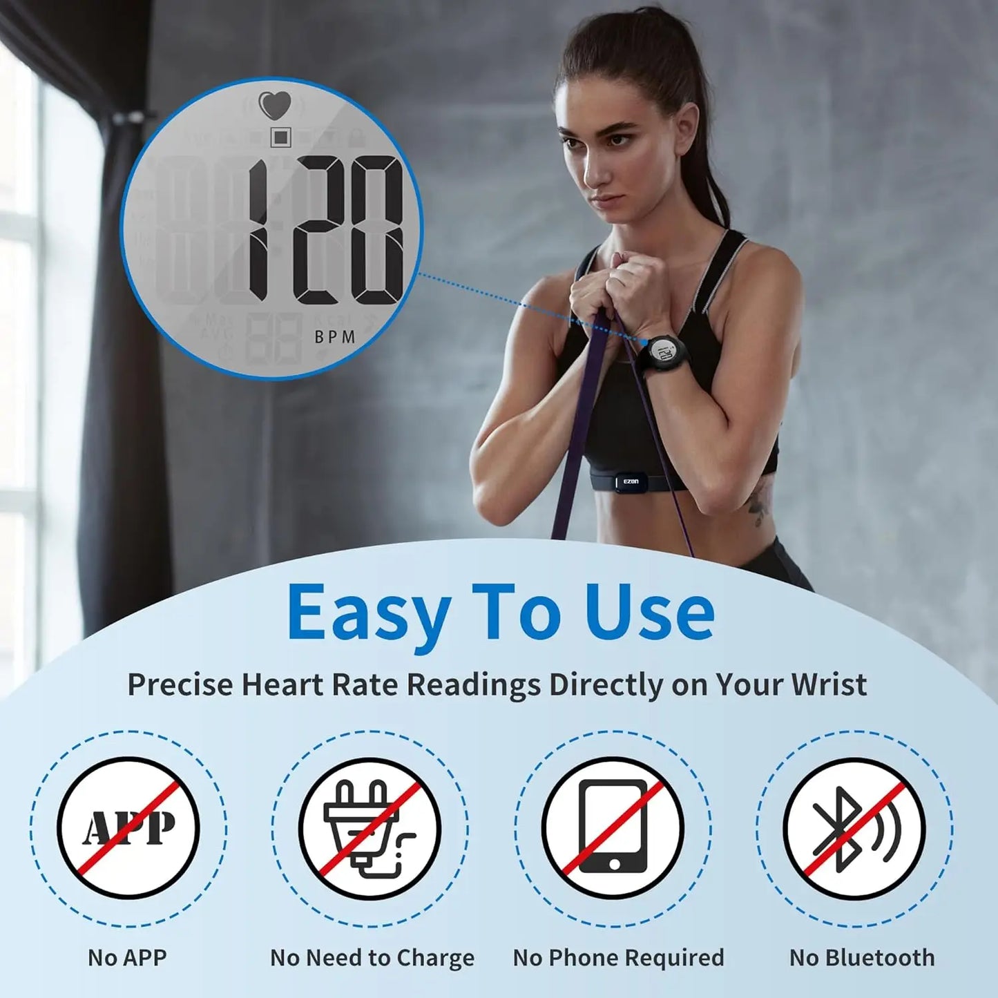 50M Waterproof Heart Rate Monitor Sport Fitness Watch Men Women Outdoor Cycling Sport Wireless With Chest Strap Heart Rate