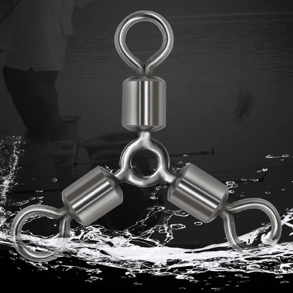 20Pcs/Lot Durable Stainless Steel Fishing Rolling Swivels Connector 3 Way Solid Rings