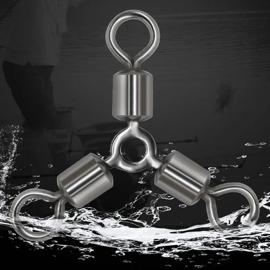 20Pcs/Lot Durable Stainless Steel Fishing Rolling Swivels Connector 3 Way Solid Rings