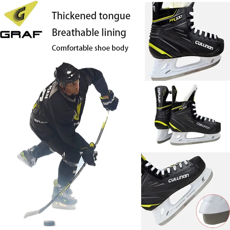 GRAF Protect Blote Voeten Ijshockey Schaatsschoenen Voeg Fluwelen Ademende Schaatsschoenen