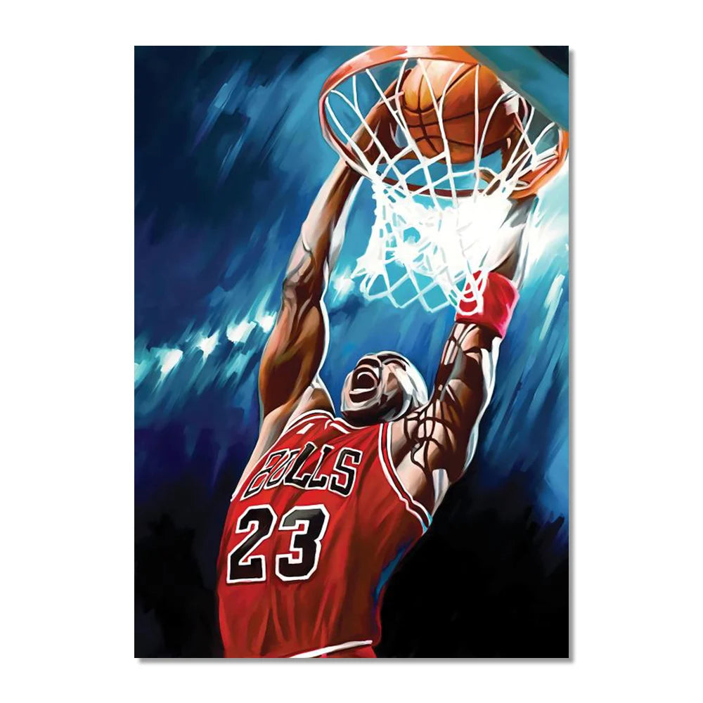 World Basketball Celebrities Wall Art Poster Dunk Mural Modern Home Decor Canvas