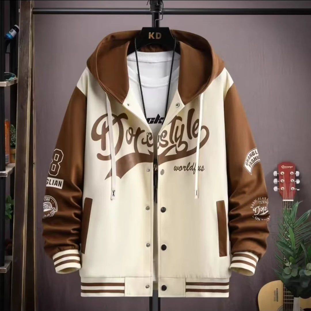 Men's Hooded Baseball Jersey   High Street Fashion Men's Clothing High Quality Coat