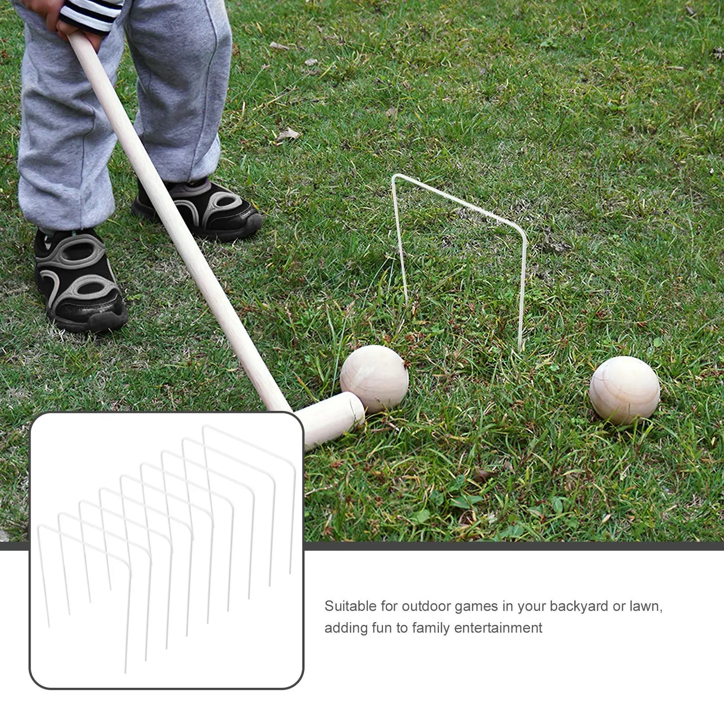 9Pcs Croquet Wickets 8X5.5 Inch Square Arrow Wickets  Croquet Game