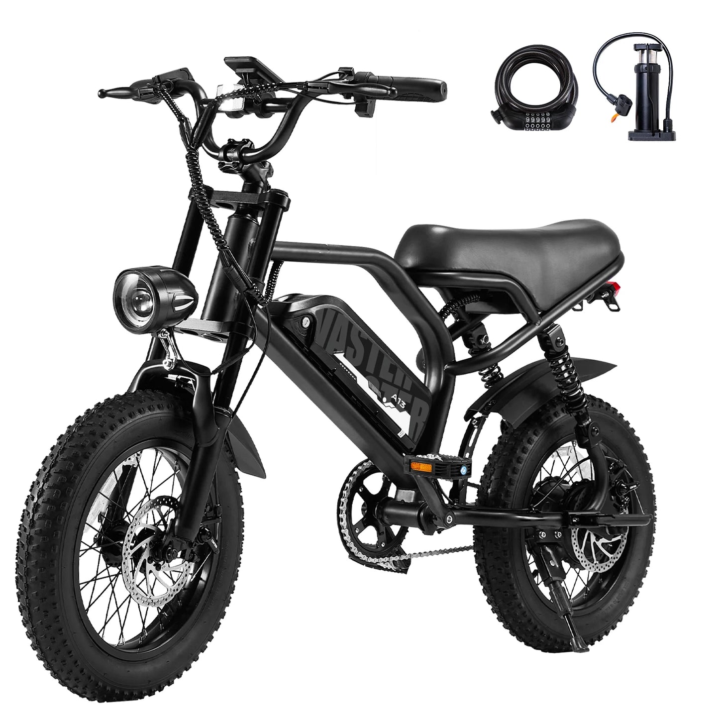VDL Mountain Electric Bike , 16" Fat Tire Ebike, Wider Seat 800W Peak Motor, Removable Battery,