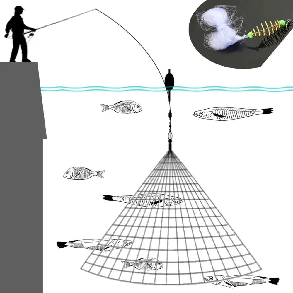11 Size Fishing Net Trap Mesh Luminous Bead Netting Sea Fish Net