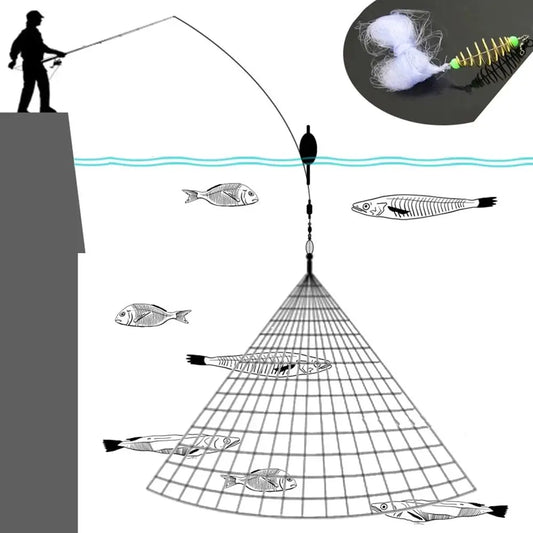 11 Size Fishing Net Trap Mesh Luminous Bead Netting Sea Fish Net