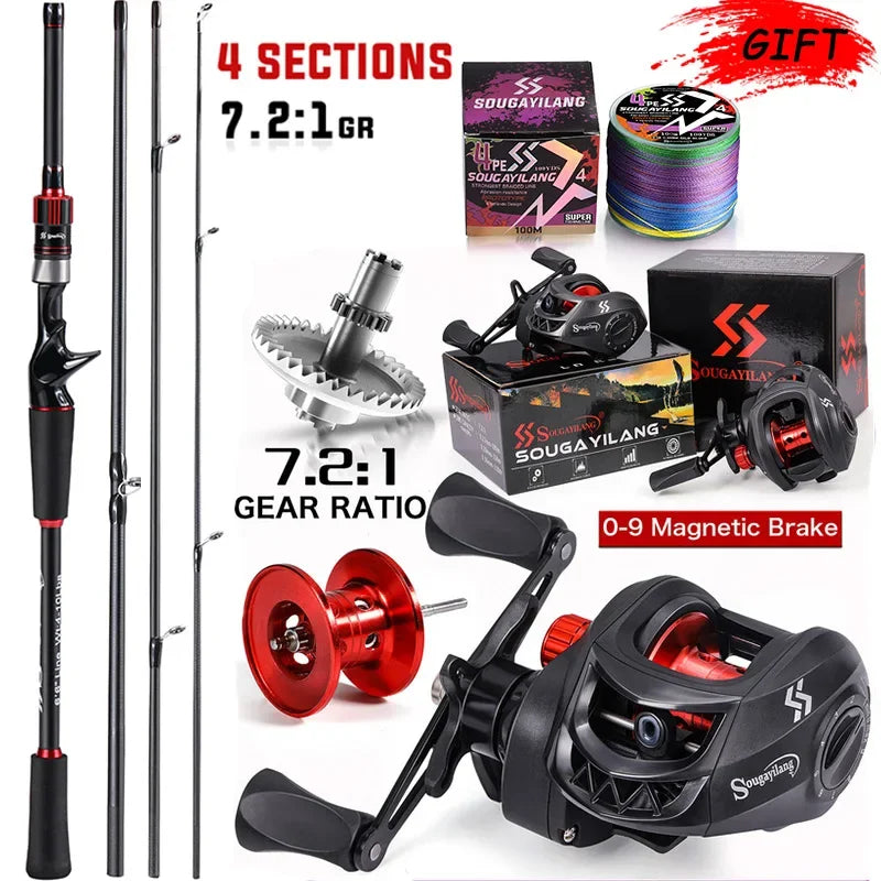 Sougayilang Fishing Rod Reel Combo 1.8~2.1m Carbon Fiber Casting Rod