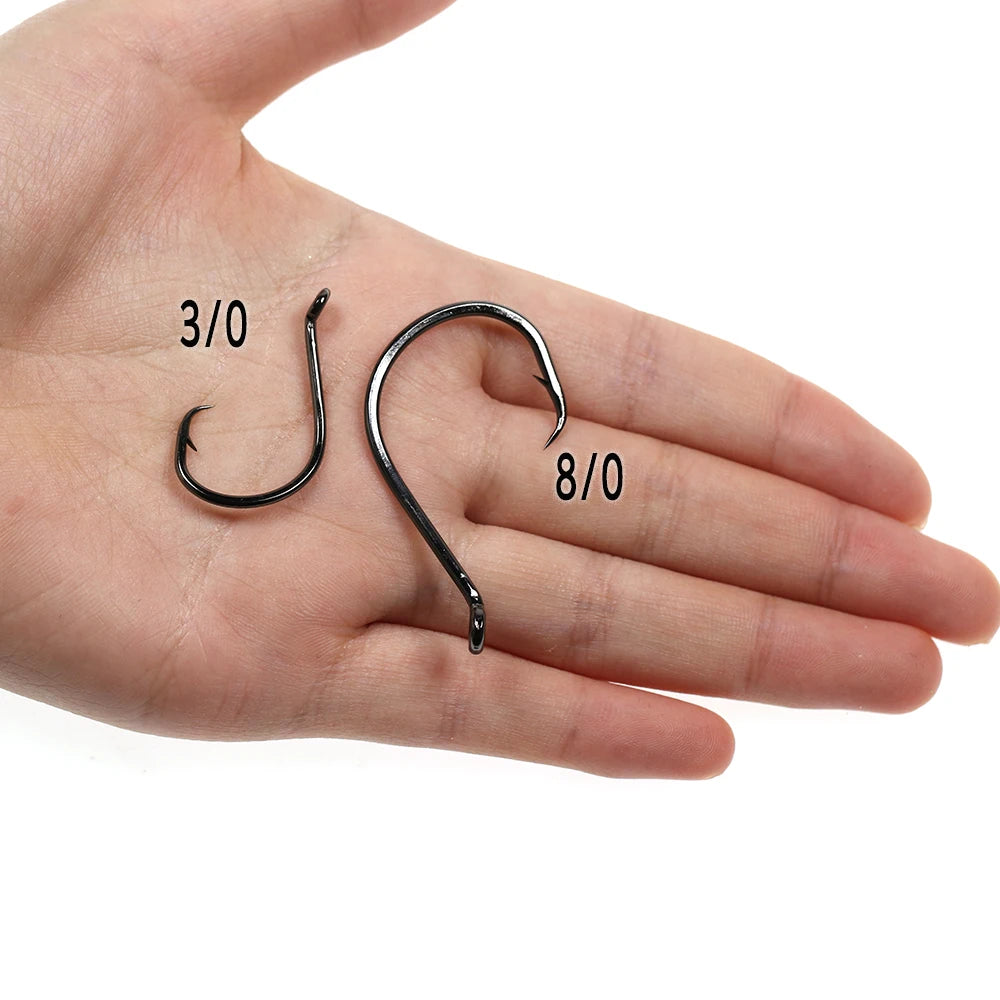 WIFREO 40PCS Fishing Accessories 3/0 5/0 6/0 7/0 8/0 Up Eye Circle Hook Saltwater Catfish