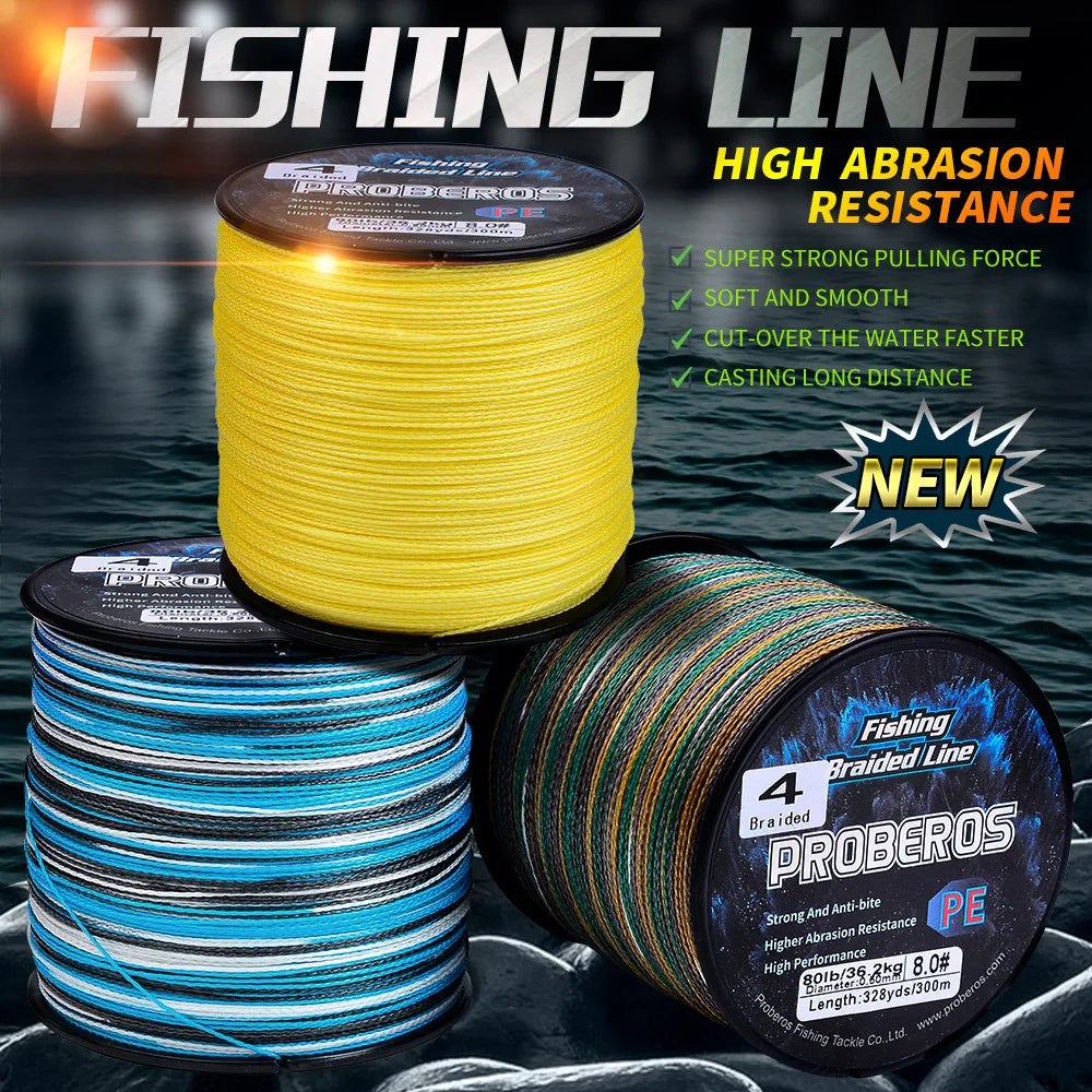 PROBEROS 300M 4 Strands Braided Multifilament Fishing Line
