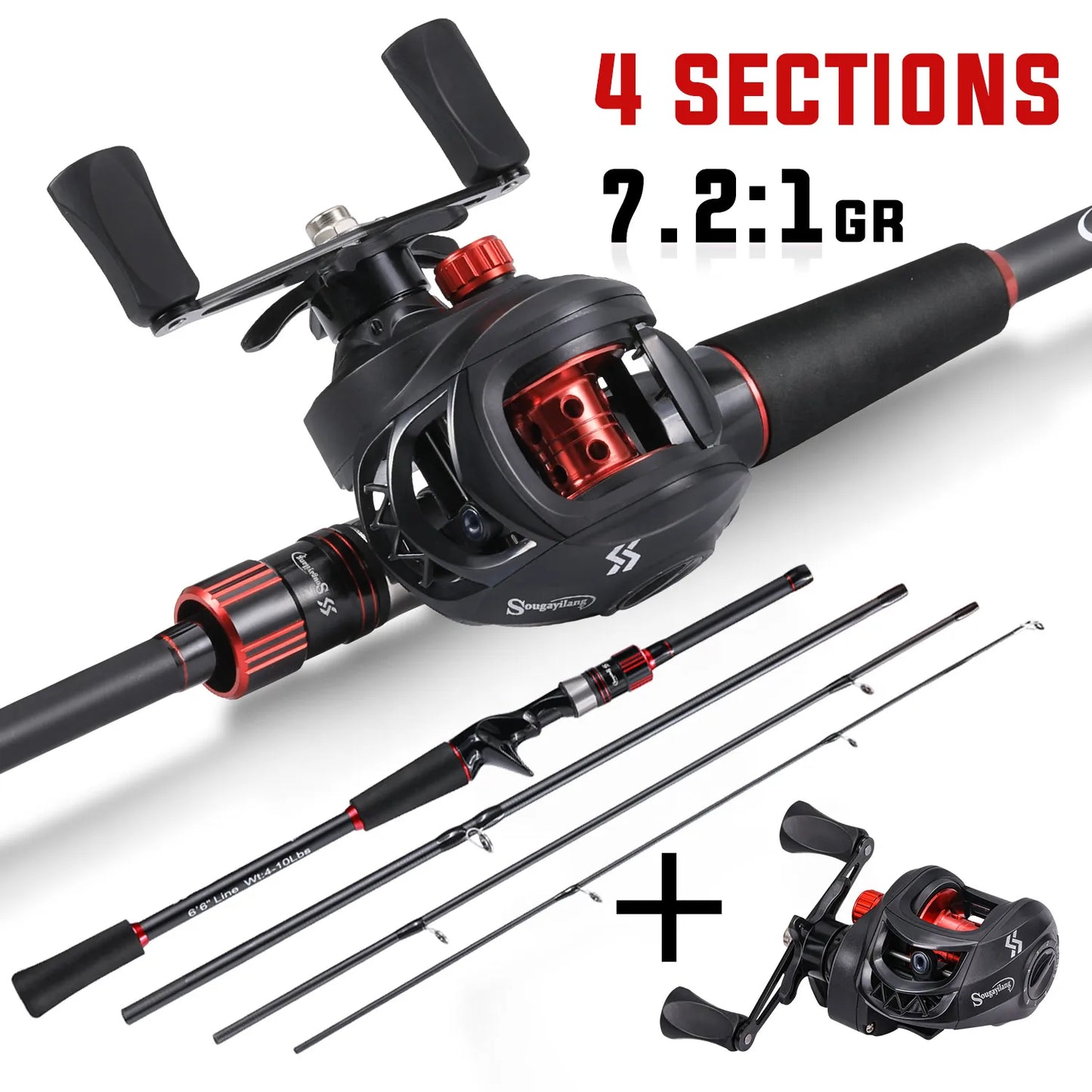 Sougayilang Fishing Rod Reel Combo 1.8~2.1m Carbon Fiber Casting Rod