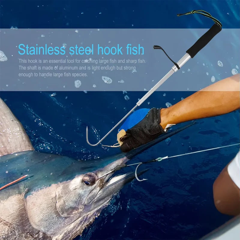Telescopic Fish Gaff Hook,About 28-60cm Stainless Steel Ice Sea Fishing