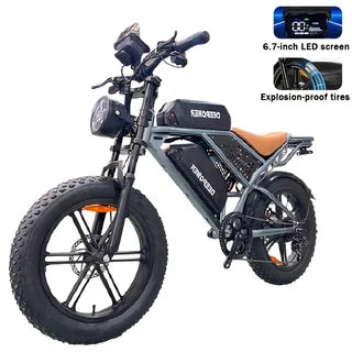 Deepower Electric Bike QS7 1000W 48V 60AH 20 Inch Fat Tire Ebike for Adults Mountain Off-Road Dual Batteries