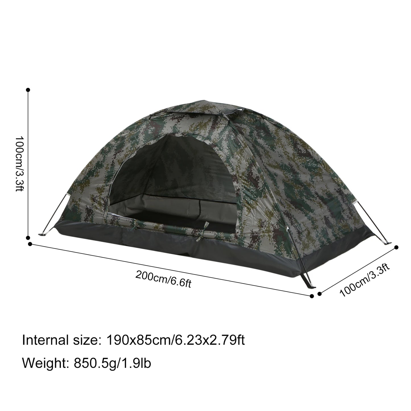 Tomshoo 1/2 Person Ultralight Camping Tent Single Layer Portable Hiking Tent