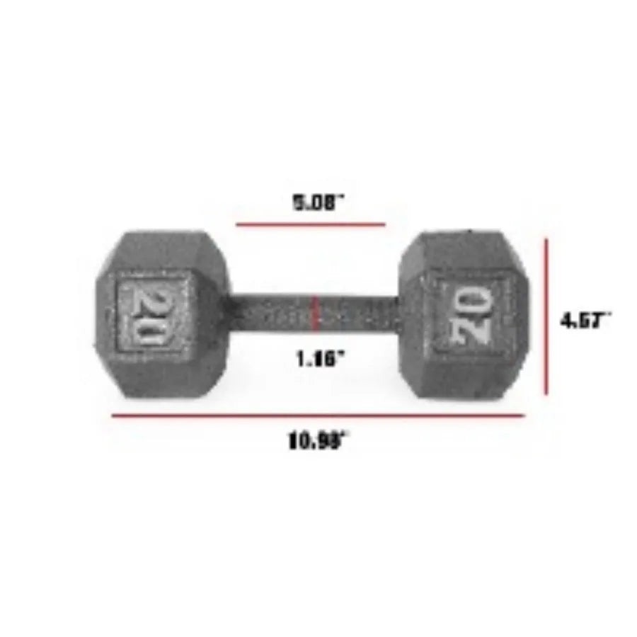 20lb Cast Iron Hex Dumbbell Single, Solid One Piece Weight for Home Gym Strength Training,