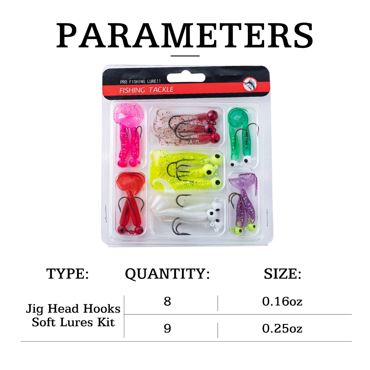 Goture 40pcs/lot Soft Lure Kit Soft Fishing Lure 5cm 0.7g Jig Head Hook 3.2cm 3.5g Fishing Hooks