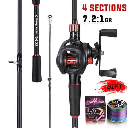Sougayilang Fishing Rod Reel Combo 1.8~2.1m Carbon Fiber Casting Rod