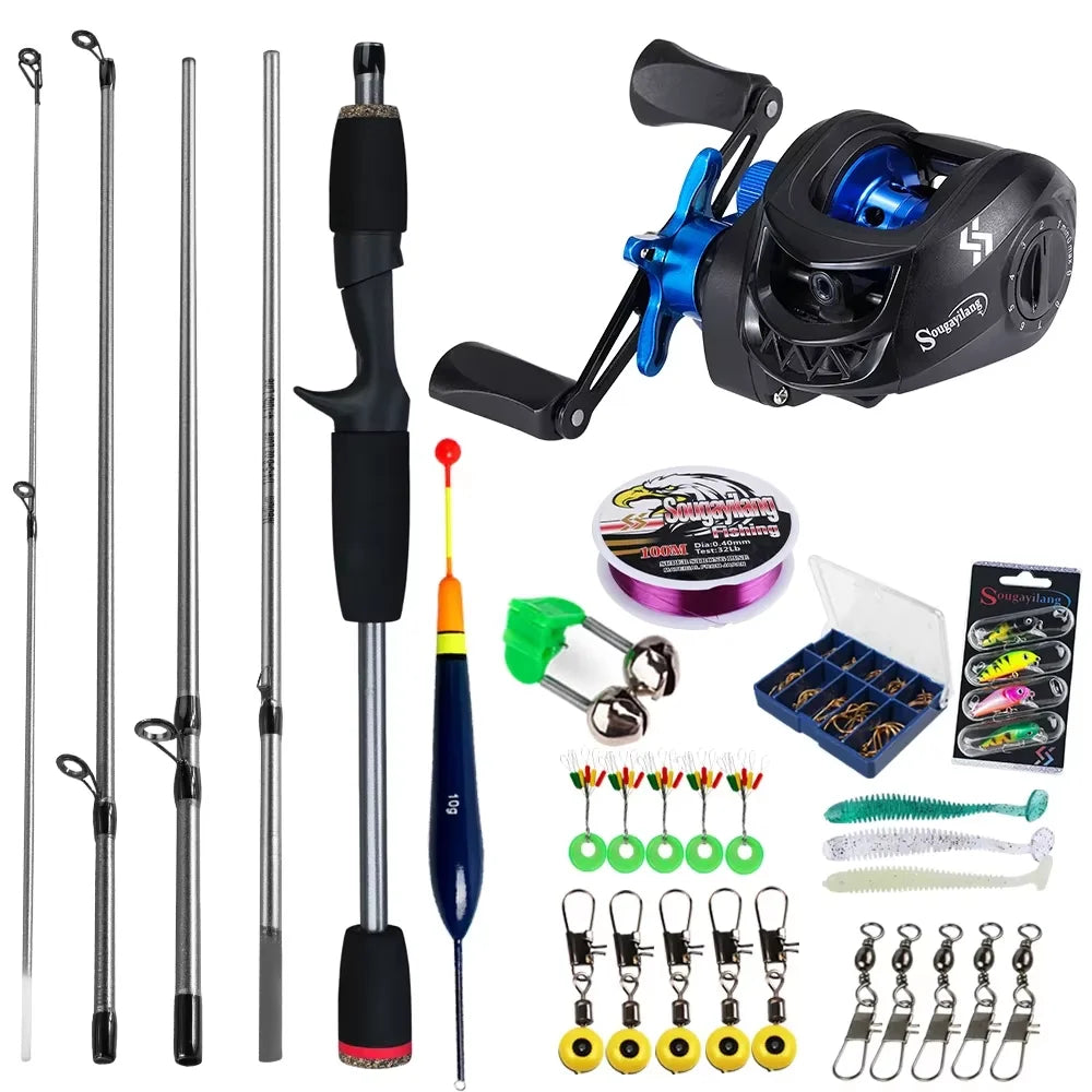 Sougayilang Baitcasting Fishing Rod and Reel Combo 5Section Fishing Rod