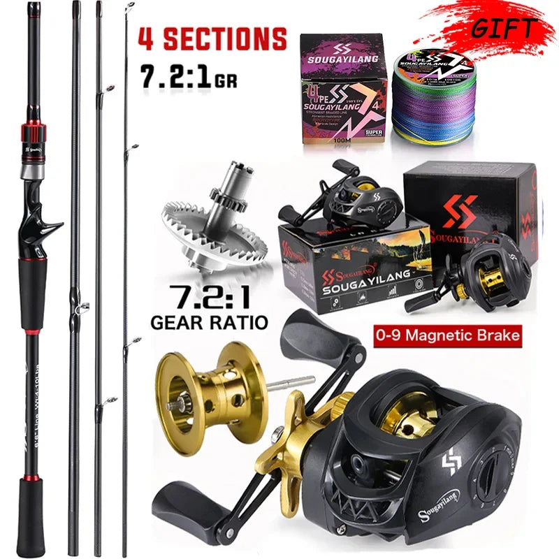 Sougayilang Fishing Rod Reel Combo 1.8~2.1m Carbon Fiber Casting Rod