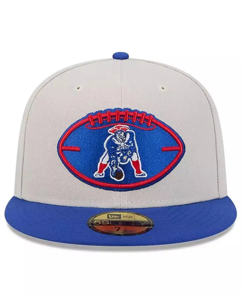 New Era | Men's Stone/Royal New England Patriots 2024 Sideline Historic 59FIFTY Fitted Hat