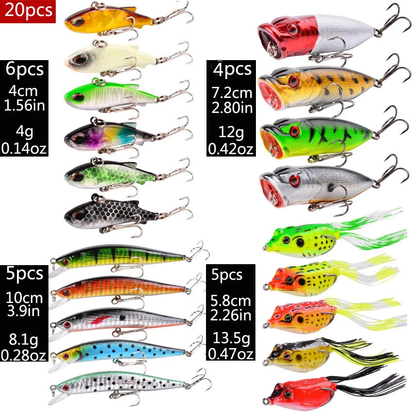 Fishing Lure Kit Soft and Hard Bait Set Gear Layer Frog Minnow Metal Jig Spoon Bait