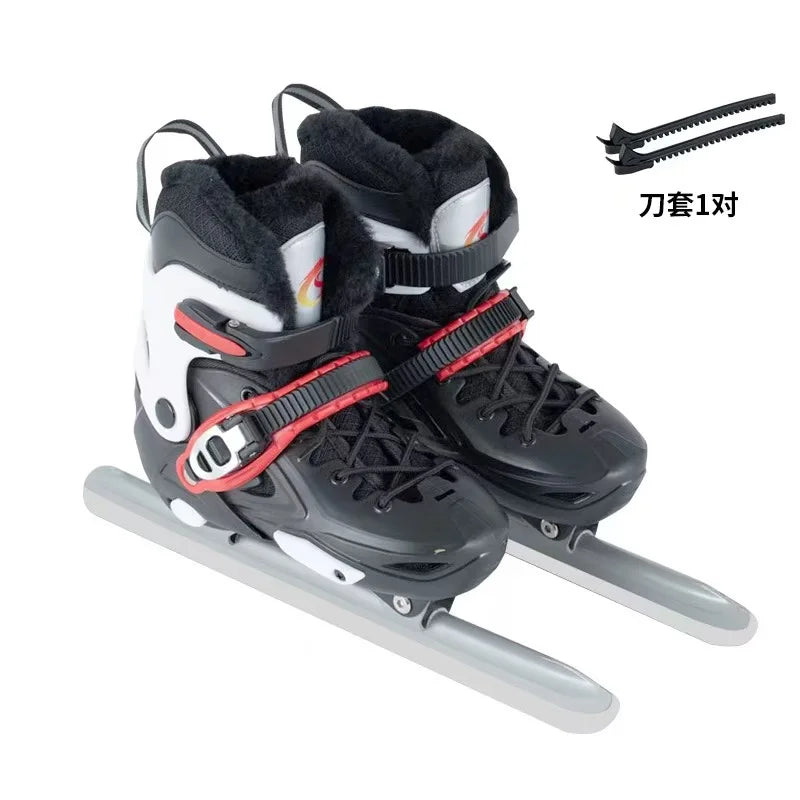 Children's Hardshell Skates, Plus Warm Fleece Speed Skates Shoes, Adult Skates, Real Skates,