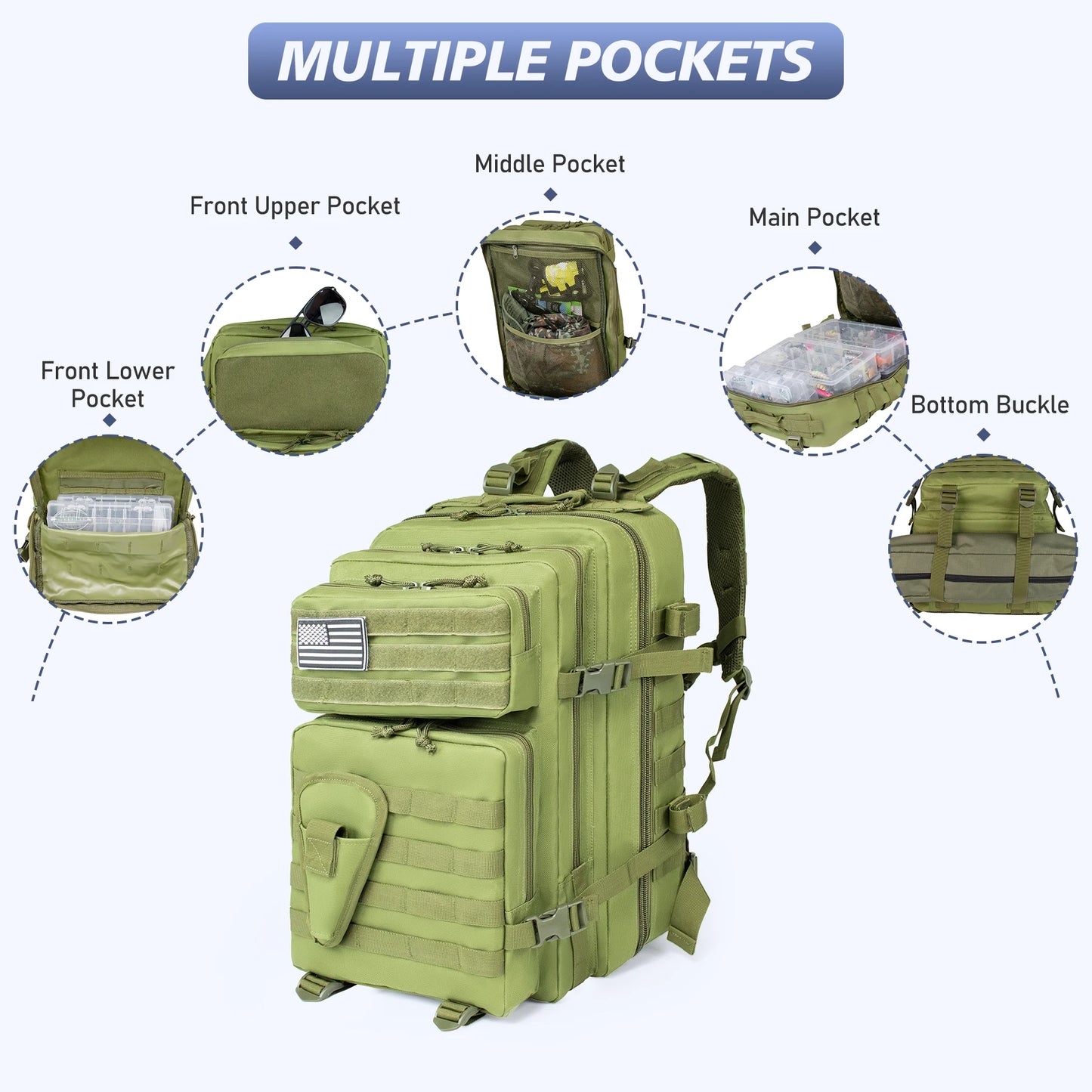 45L Fishing Hunting Bag Tactical Backpack Men's