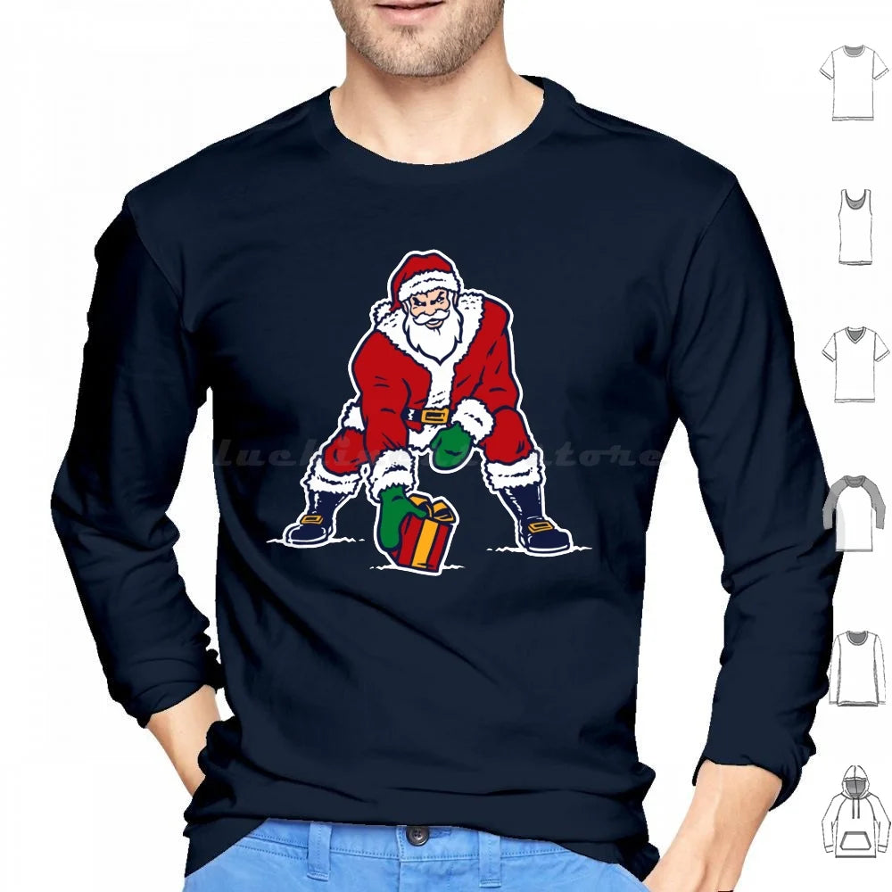 Old School Patriots Santa Logo Hoodies Long Sleeve Santa Santa Claus Christmas Football