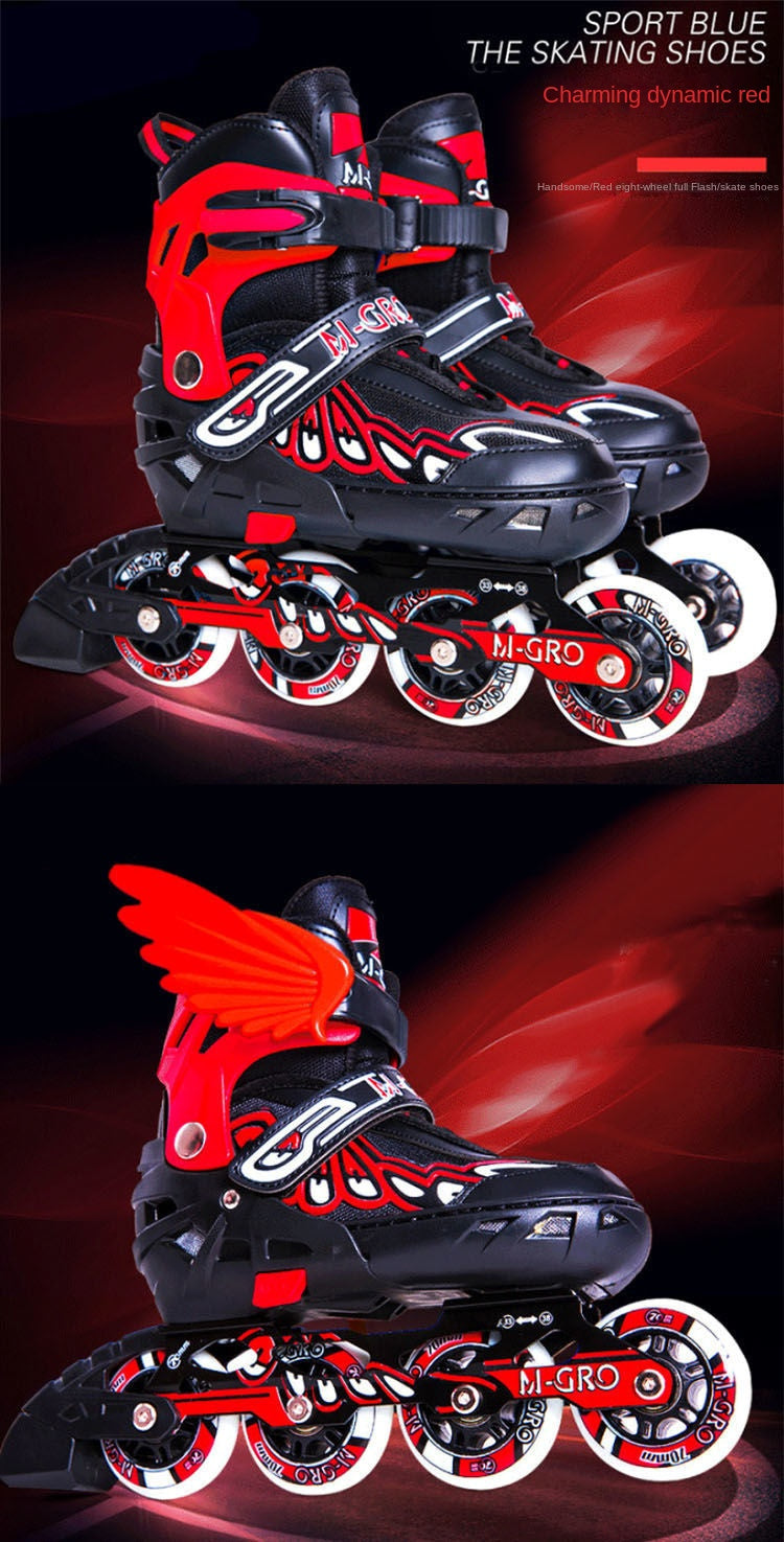 Adult the Skating Shoes Student Flash Adjustable Roller Skates  Foam Wheel Men and Women