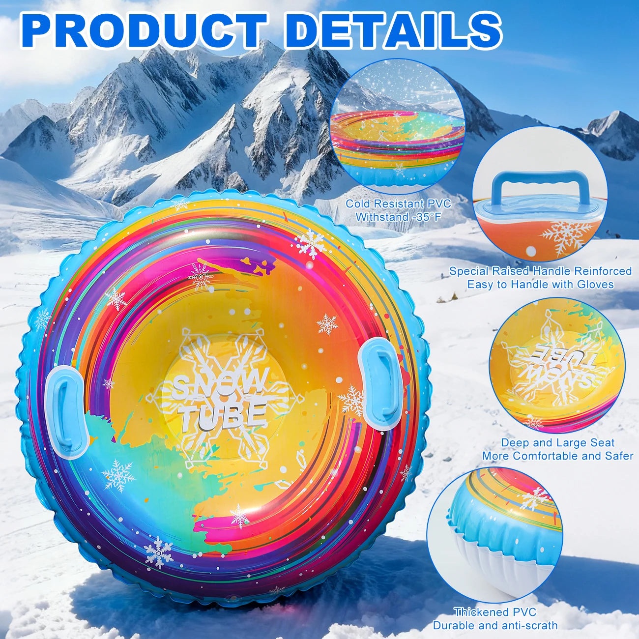 1PC PVC Hardy Inflatable Sleigh, Thickened Hard Bottom for Adults  , Winter Toy Outdoor
