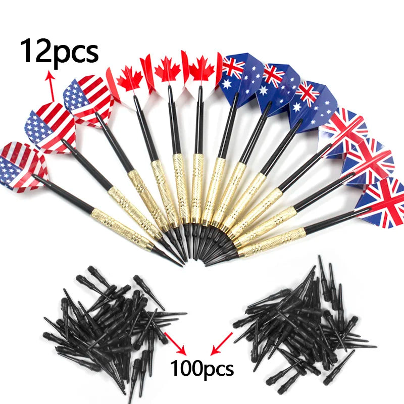 12 Pcs/Set Darts Professtional 14g Safety Soft Tipped Darts 36/100 Plastic Tips