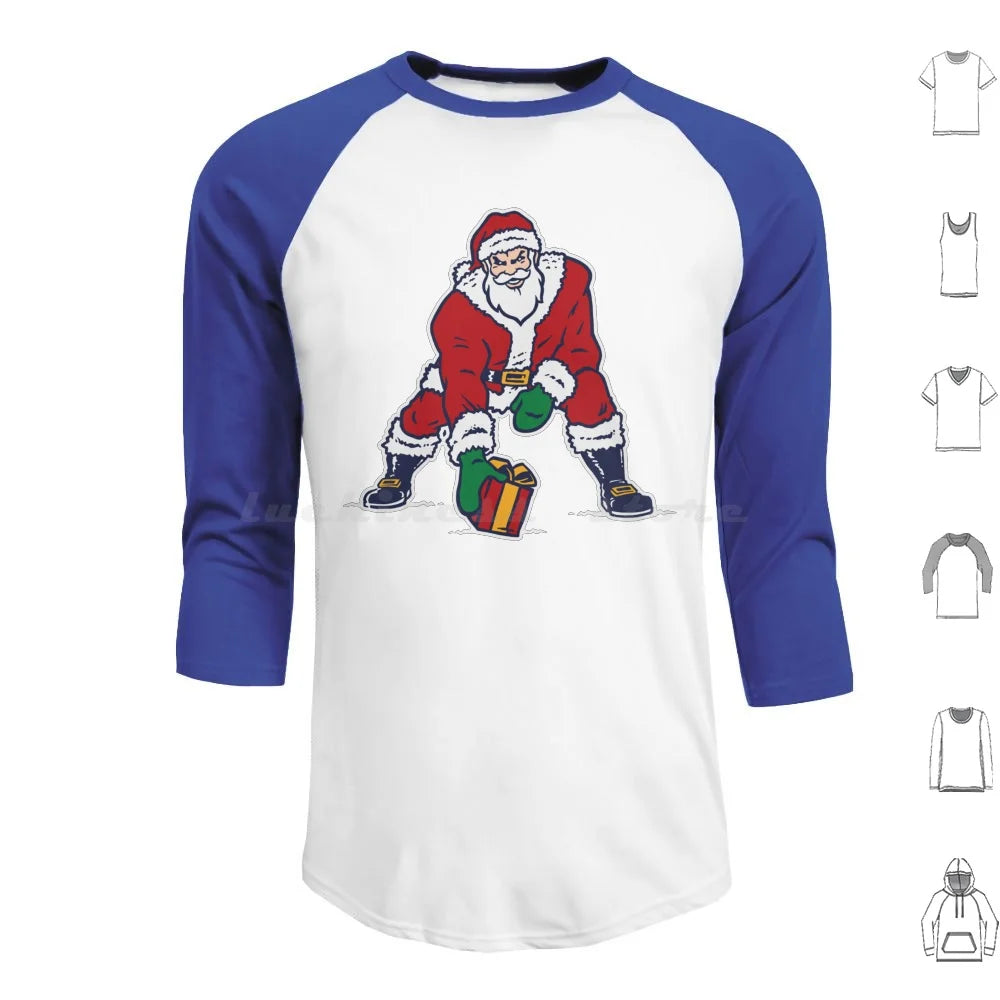 Old School Patriots Santa Logo Hoodies Long Sleeve Santa Santa Claus Christmas Football