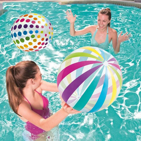 1pc 10.62-inch colored striped transparent  inflatable beach ball,