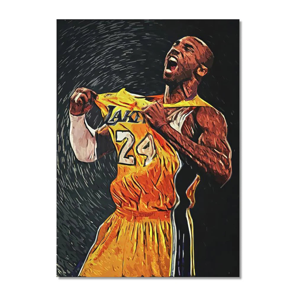 World Basketball Celebrities Wall Art Poster Dunk Mural Modern Home Decor Canvas