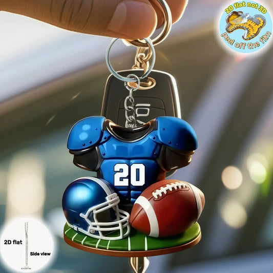 American Football Pendant Keychain Sports Theme 2D Flat Acrylic Ornament Charm Hanging Decoration